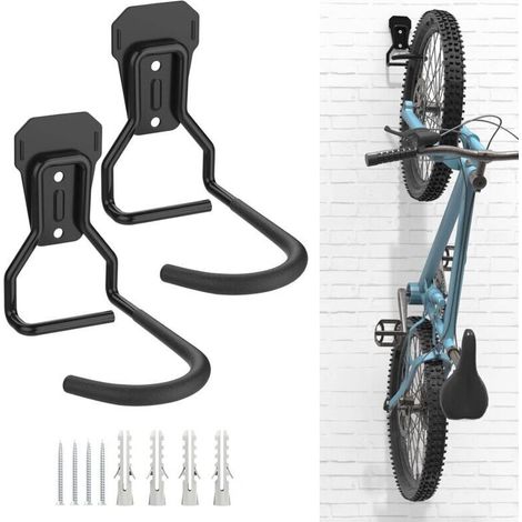Support mural de rangement pour vélo vertical en fer – Capacité de charge 35-45 kg – Conception en L pour garage ou appartement – Lot de 2