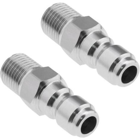2pcs Adaptateur Acier Inoxydable 304, Raccord BSP Mâle 1/4 Pouces, Connexion Rapide 5000 PSI, Pour Nettoyeur Haute Pression (1/5)