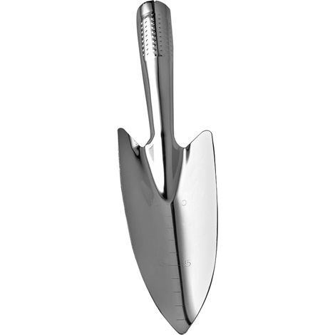 Truelle inox transplant désherber lisser sol plantation manche bois (1/5)
