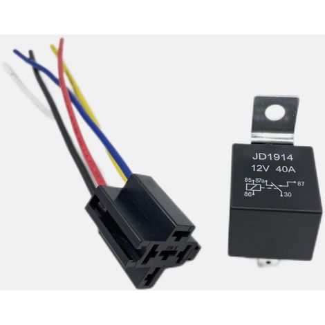 Relais automobile 12 V 5 broches 40 A JD1914 avec support. Relais 40 A-12 V 4 broches à verrouillage, bobine simple. Relais 12 V 40 A à quatre broches JD1914 avec support, largement utilisé dans l'aut