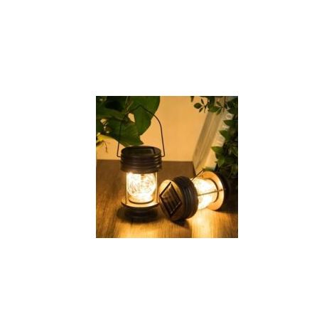 2er-Set hängende Solarlaternen – Vintage-LED-Tischleuchte – Hochwertiges ABS – Warmes Licht für Garten und Terrasse – Crezuo