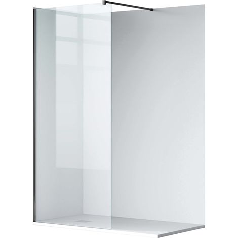 Balneo Paroi de douche À l'italienne 80x200cm, En 8mm Verre Anticalcaire, Avec Barre De Fixation, Beira (1/5)