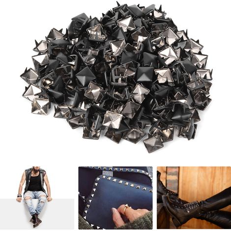 Clous punk de 9 mm, clous carrés à griffes pour graffiti DIY, décorations tendance pour chaussures, sacs, chapeaux et accessoires, vente directe d'usine, noir mat.