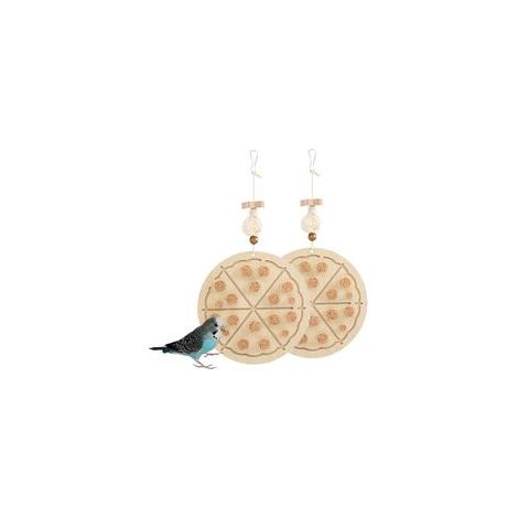 2 PCS Wooden Bird Chew Toys-6.3 X 6.3 Inch Hanging Parrot Toys with Detachable & Replaceable Corks,Foraging Toys for Cockatiels,Parakeets,Conures & Small to Medium Parrot-Crezuo (1/5)