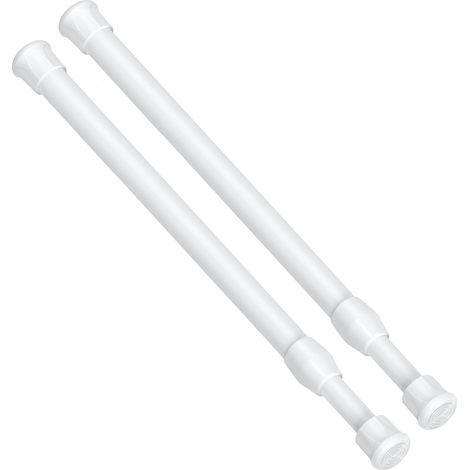 Tringle de tension blanche 12-20 pouces, lot de 2, tige à ressort compacte pour rideaux de cuisine, barre courte extensible pour placard, rideau mini avec fixation sans perçage (1/4)