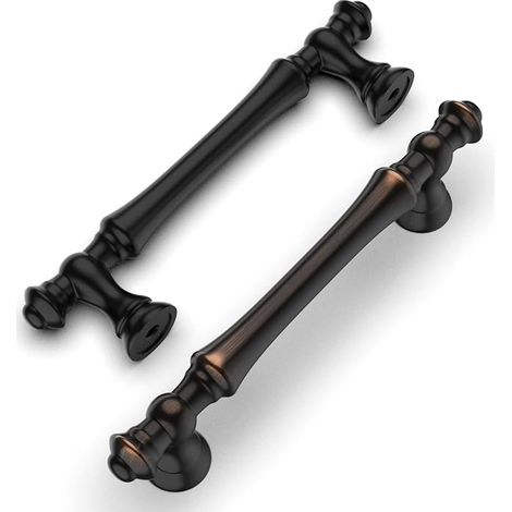 6 Pièces Poignées de Meuble Bronze Huilé, 96mm, en Alliage de Zinc, pour Cuisine, Armoires, Tiroirs et Placards