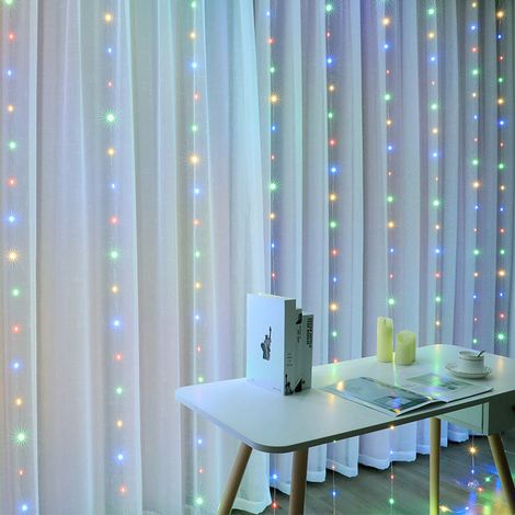 Rideau lumineux 600LED IP44 10M 8modes avec timer - câble transparent - MultiCouleur - SILUMEN (1/5)