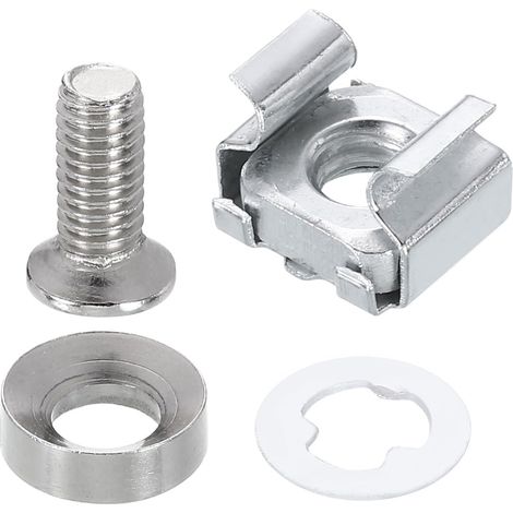 50 Pcs Écrou Cage Pour Montage En Rack M6 x 16mm Argent (1/5)