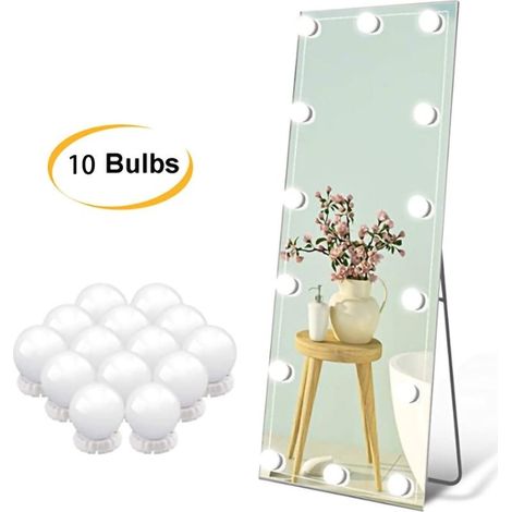 kit de lumière LED pour miroir de courtoisie de Hollywood pour maquillage,lampe maquillage,lampe pour miroir cosmétique,lampe de coiffeuse table,5M,10 ampoules LED 3 Modes,Alimenté par USB (1/5)