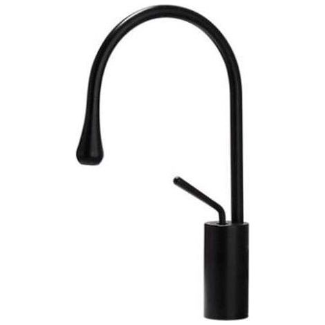 Schwarze, massive Messing-Waschtischarmatur, hohe Mischbatterie, Aufsatzwaschtischarmatur