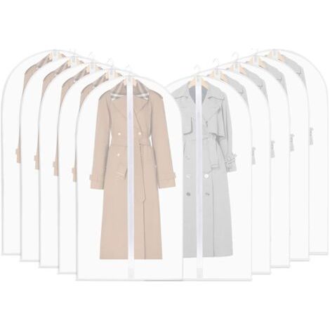 Lot de 10 housses de protection semi-transparentes pour vêtements suspendus, 60 x 120 cm, anti-poussière et anti-humidité (1/5)
