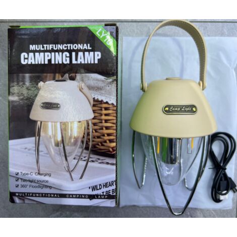 BUNTHAUS Lampe de Camping LED Étanche IPX4 avec Affichage Électrique, Poignée Amovible, Suspension, Réglable en Intensité, Batterie 1800mAh -