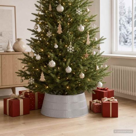 vidaXL GonnaperAlberodiNatale A forma di cono Argento Ø 73 x 25,5 cm (1/5)