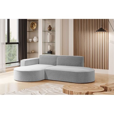 Modernes L-förmiges Designer-Ecksofa Modena Studio stoff Raven Hellgrau Links (1/4)