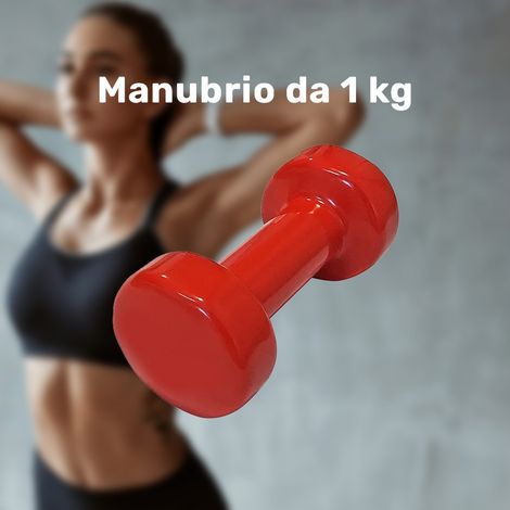 TRADE SHOP - Manubrio Singolo 1 Kg In Vinile Allenamento Esercizi Casa Palestra Workout Fit - (1/2)