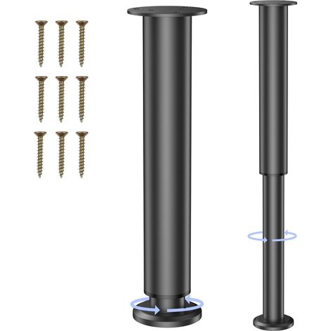 2 Pièces Pieds de Meubles Réglables Métal 25-42cm Rond (1/5)