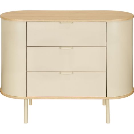 Commode 3 tiroirs en bois et métal - Beige - Will (1/5)