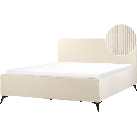 Bed Corduroy VALOGNES 180 x 200 cm (EU Super King) Light Beige (1/5)