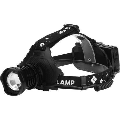 Lampe frontale puissante XHP70 avec zoom télescopique, recharge USB, pour pêche et éclairage extérieur (1/5)