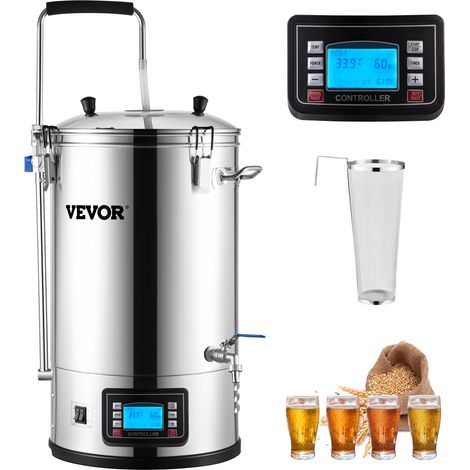 VEVOR Destilacion para Alcohol 30 L Olla De Acero Inoxidable para Cerveza 100-2500 W Destilacion para Alcohol 42 x 35,5 x 82 cm Pantalla LCD con Múltiples Funciones, Bomba de Circulación para Cocina (1/5)
