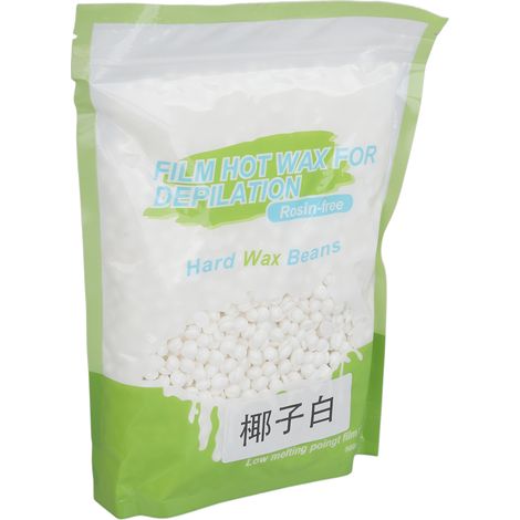 Perles de cire dure 17,6oz, texture mate, forte adhérence, faible température, pour épilation homme femme, blanc coco, visage corps. (1/5)