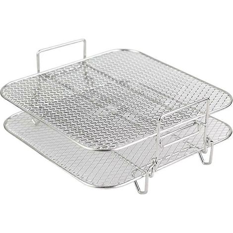 Cuvette à air chaud en acier inoxydable avec grille double couche, support polyvalent pour friteuse à air chaud 5QT/5,7QT/6,8QT (1/5)