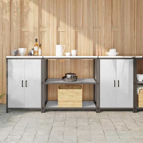 Aufbewahrungsset für die Küche mit Regal 3 pcs Silber Edelstahl