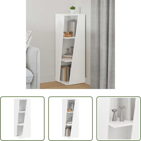 vidaXL Bois d'ingénierie - Étagère latérale Blanc brillant 33 x 32 x 100,5 cm (1/5)