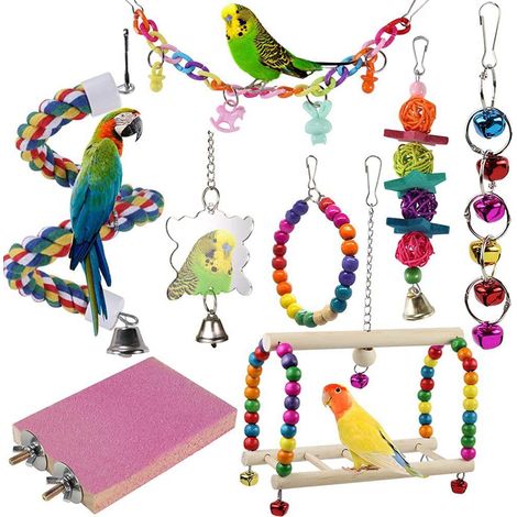 Clochette hamac-balançoire en bois pour perruches, conures, inséparables et pinsons