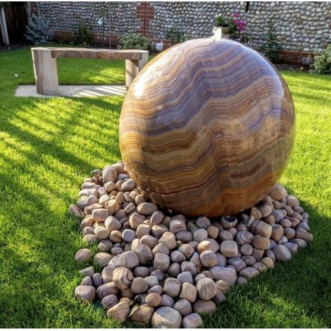 Rainbow Sandstone Spheres Drilled Water Feature - 60cm Dia
