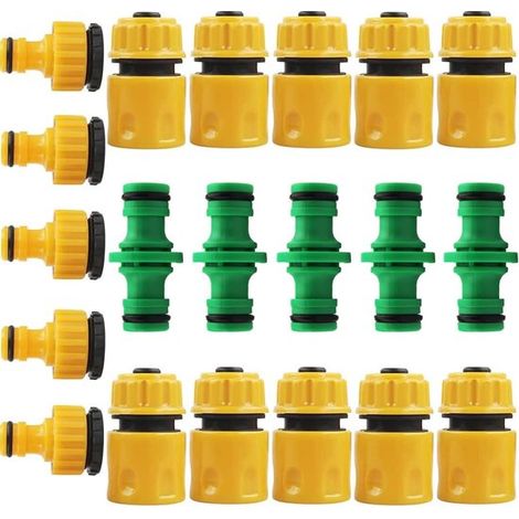 20-teiliges Schlauchverbinder-Set – 5 x 1/2 Zoll – Schnellverbinder – 10 x 1/2 oder 3/4 Zoll Doppelstecker – Garten- und Haushaltszubehör (1/5)