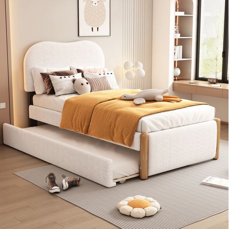 letto 90x200 estraibile imbottito bianco moderno HAVRYA (1/5)
