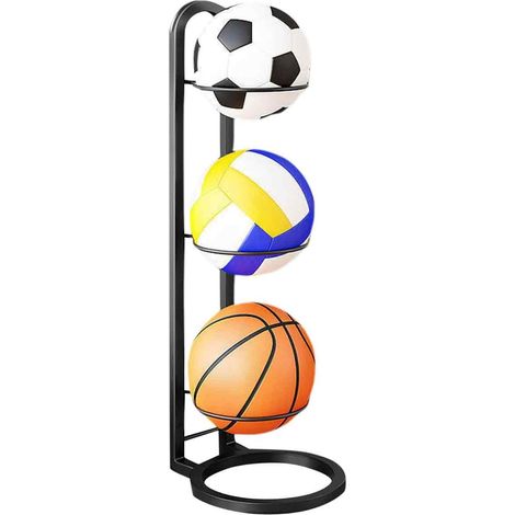 Support de basket-ball, rangement vertical à plusieurs niveaux pour ballons, présentoir à ballons d'intérieur, support métallique pour ballons de basket-ball et de football américain (1/5)