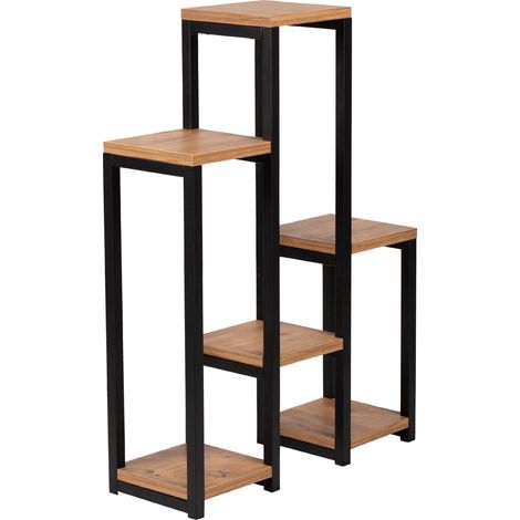 Scaffale per piante a 6 ripiani 78,5 x 56 x 20 cm effetto legno nero 030007711