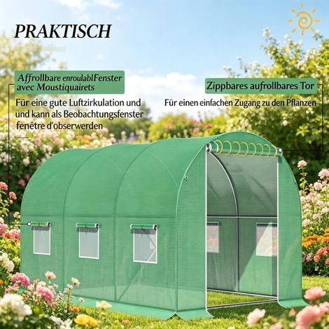 Serre extérieure avec porte enroulable zippée, grande serre de jardin, serre de cour arrière (1/4)