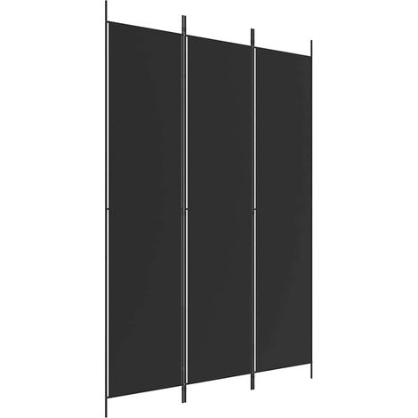 Divisorio a 3 Pannelli Nero 150x220 cm in Tessuto vidaXL