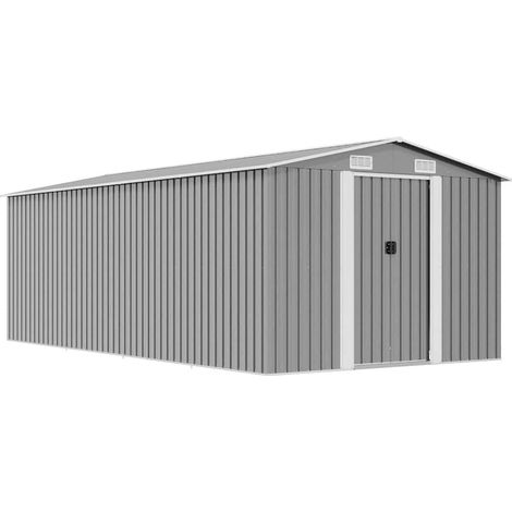 Caseta de jardín metal gris 257x489x181 cm vidaXL (1/5)