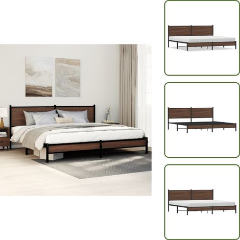 Cadre de lit en métal sans matelas chêne marron 200x200 cm - Cadre De Lit - Cadres De Lit - Lit Double - Lit (1/5)