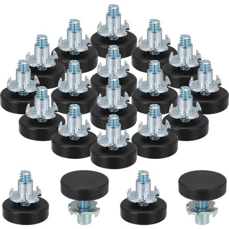Set of 16 Adjustable Furniture Leveling Feet, Screw-in Furniture Feet with T-Nuts for Chair Legs, Table and Chair Legs, M6 Thread (1/5)