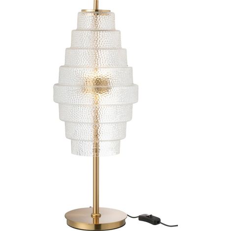 Lampe led en verre transparent effet or pour salon élégant - Verre transparent et métal doré (1/4)