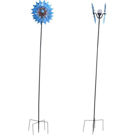 Girouettes de jardin à double couche avec boule de verre et moulin à vent en métal alimentés à l'énergie solaire LED pour la décoration de pelouse (1/5)