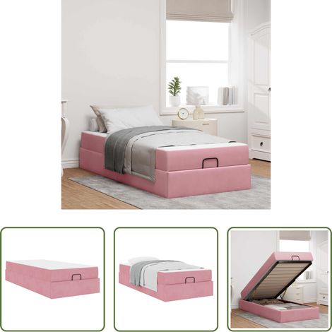 vidaXL Hochdichte Schaummatratze - Bettgestell mit Matratze mit Matratze 2 pcs Rosa Samt (1/5)