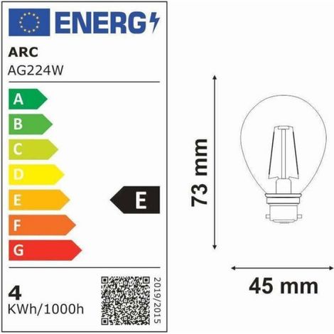 Pack de de 12 ampoules LED filament B22, XU,sphérique 4W 470Lm 2700K - garantie 2 ans, produit de haute qualité, longue durée de vi (1/4)