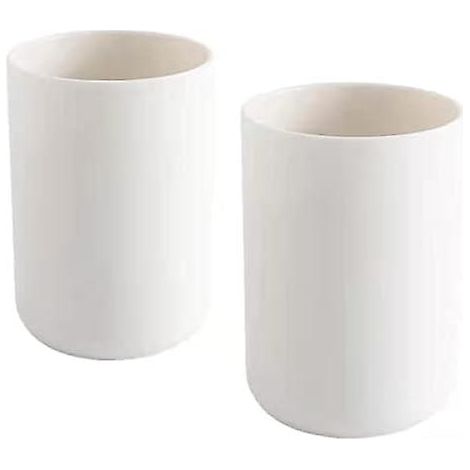 Ensemble de 2 gobelets blancs pour les dents, porte-brosse à dents et gobelet en plastique de 300 ml (1/5)