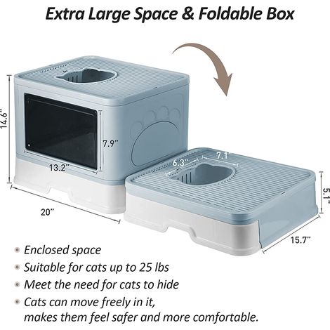 Haloyo – Bac à litière pour chat jusqu'à 15 kg – Maison de toilette fermée – Dimensions 48.5 x 36.5 x 38 cm – Plastique PP et PC – Facile à nettoyer (1/5)
