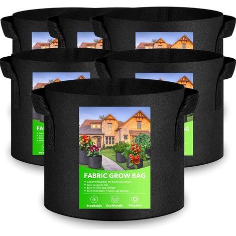 Set of 6 40L Non-Woven Planting Bags with Handles for Tomatoes, Strawberries, Gardens, Balconies (1/5)