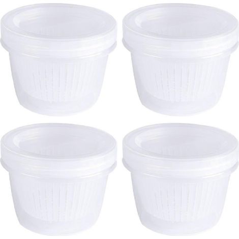 Lot de 4 bols de rangement avec couvercles, boîte à oignons, boîte à fruits pour congélateur, boîte de conservation pour réfrigérateur.-11.3X8.5X8.5CM-Transparent (1/3)