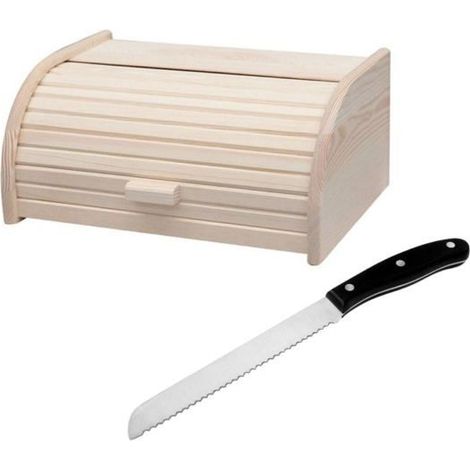 Set aus 2 Utensilien Brotkasten aus Holz und Brotmesser - FACKELMANN - Holzverarbeitung