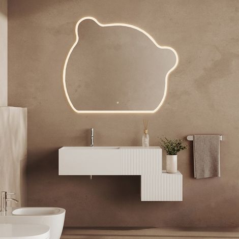 Mobile sospeso 100 cm cannettato bianco opaco lavabo in resina Tevere (1/5)