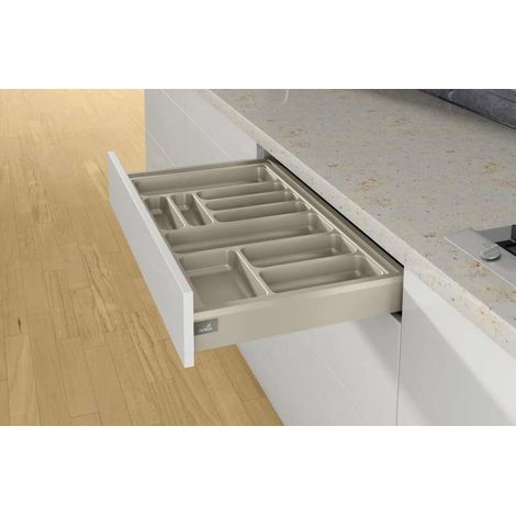 Ramasse couverts orgatray 440 champagne - Pour caisson Arcitech de largeur : 1200 - Largeur mini : 1091 mm - Largeur maxi : 1150 mm - Profondeur mini : 441 mm - HETTICH